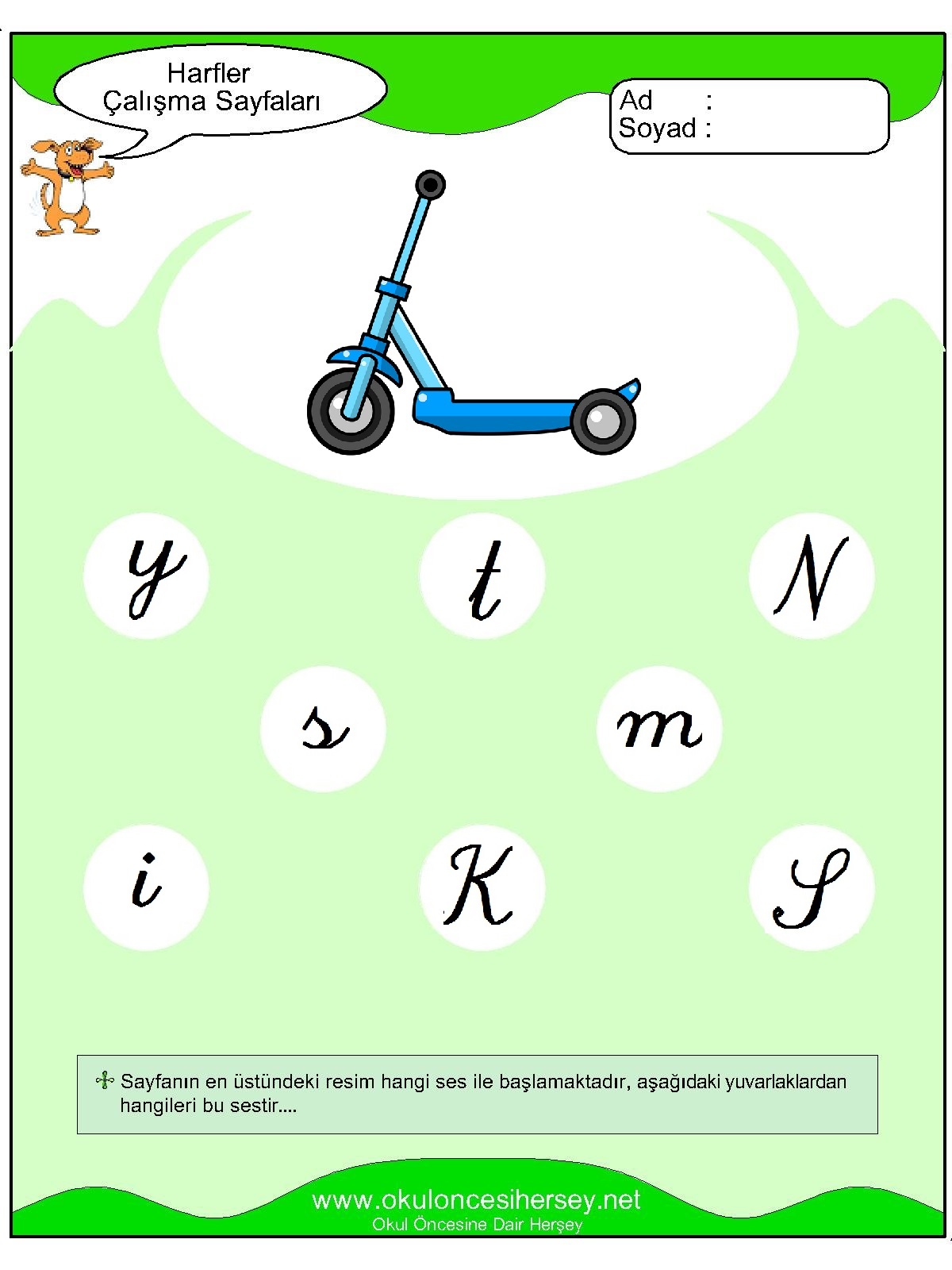 S Sesi Çalışma Sayfaları
